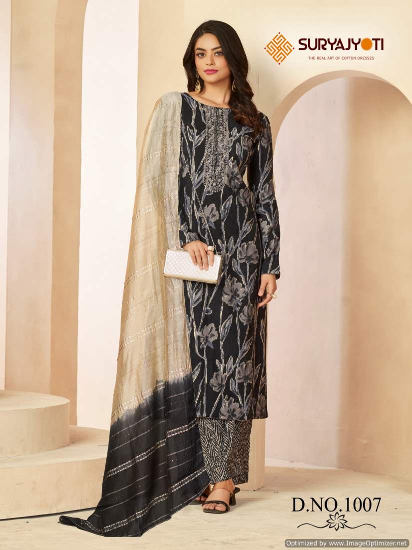 Phalguni Vol 1 By Suryajyoti Chanderi Foil Printed Dress Material Wholesale Shop In Surat